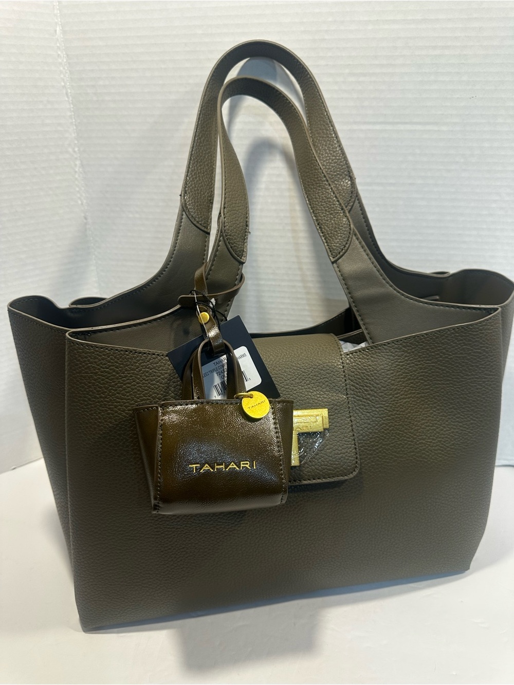 Tahari Mylee2 Triple Comp Large Tote Bag W/Charms